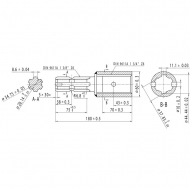 671006KR Redukcja wału WOM profilowana, wewn. 1 3/4" Z-6 zewn. 1 3/8" Z-6 L-185 mm Kramp