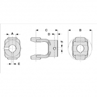 151015068 Widełki Comer, zewn., Ø 40, rowek 12 mm M12, seria T50/V50