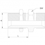 VNBSE06 Złączka grodziowa długa M/M 3/8" BSP, 3/8x3/8, 3/8'x3/8'