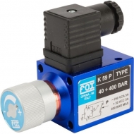 Wyłącznik, przełącznik ciśnieniowy regulowany Fox K59P, 40-400 BAR