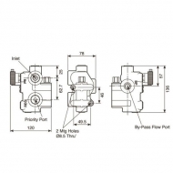 RV2FV2V012114 3-drożny regulator przepływu 0-114l/min Webtec